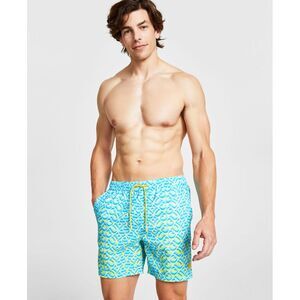 Men's Eco Island Graphic Drawstring Swim Trunks